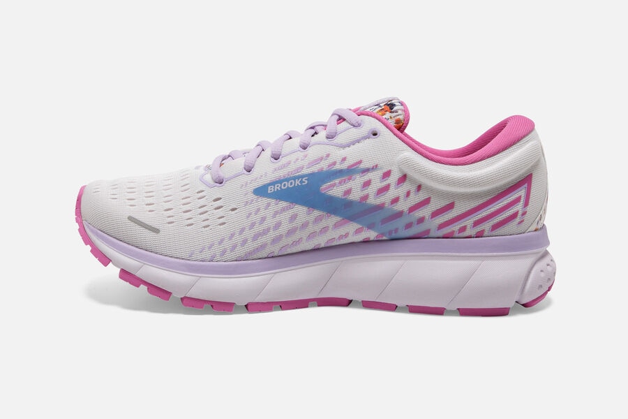 Ghost 13 Road Brooks Running Shoes NZ Womens - White/Pink/Blue - GBXVMQ-370